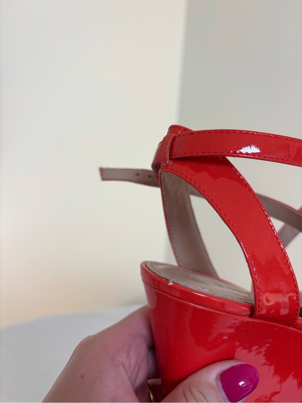 J. Crew Patent Leather Strappy Wedge Sandals in Blood Orange - Women’s Size 8.5M - Picture 6 of 12